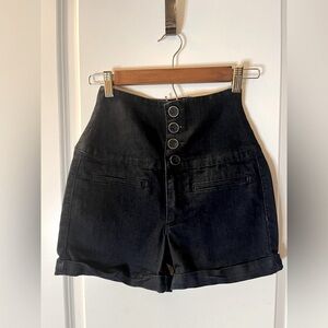 Arden B high waisted dark blue stretchy shorts. 
Women’s size 4